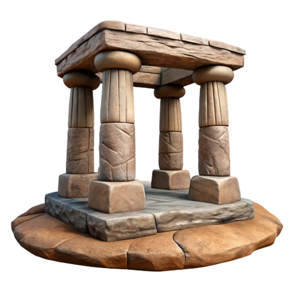 dramatic traditional Ancient Stone Temple Model 3D Render of a Classic Structure high quality png