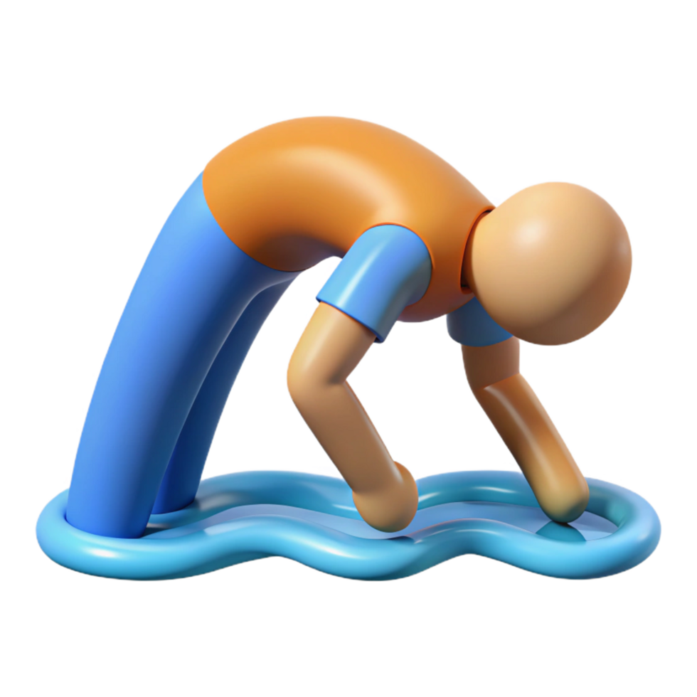 wonderful artistic 3D Render Cartoon Figure Reaching into Water exclusive png