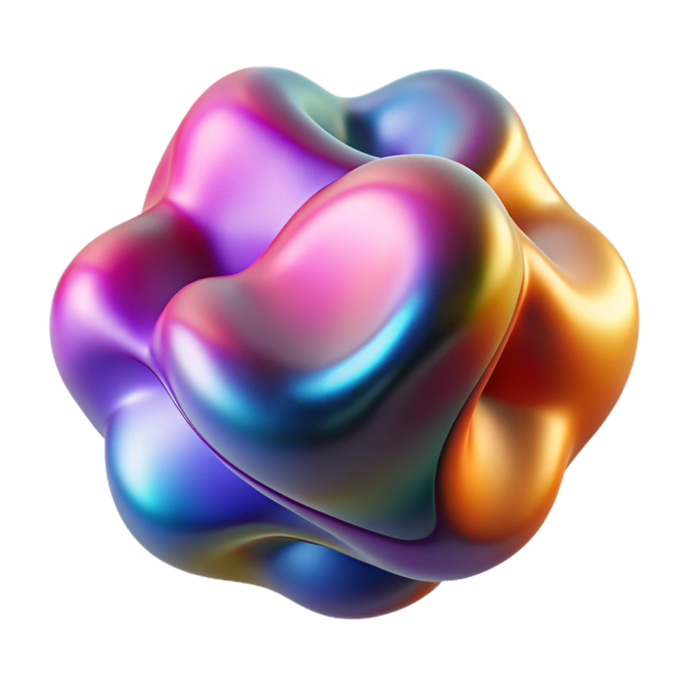 extraordinary modern Abstract 3D Render Iridescent, Organic Shapes 4K png