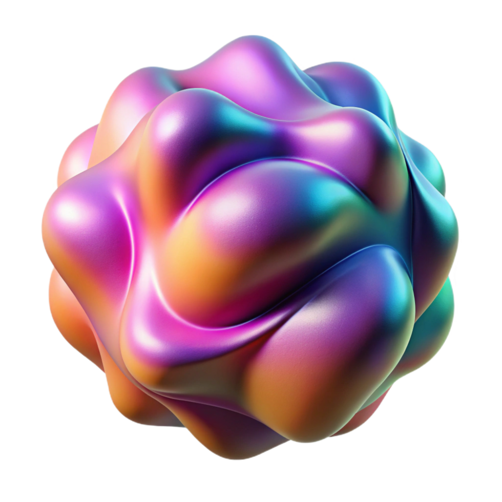 extraordinary rustic Abstract 3D Render Iridescent, Organic Form high resolution png