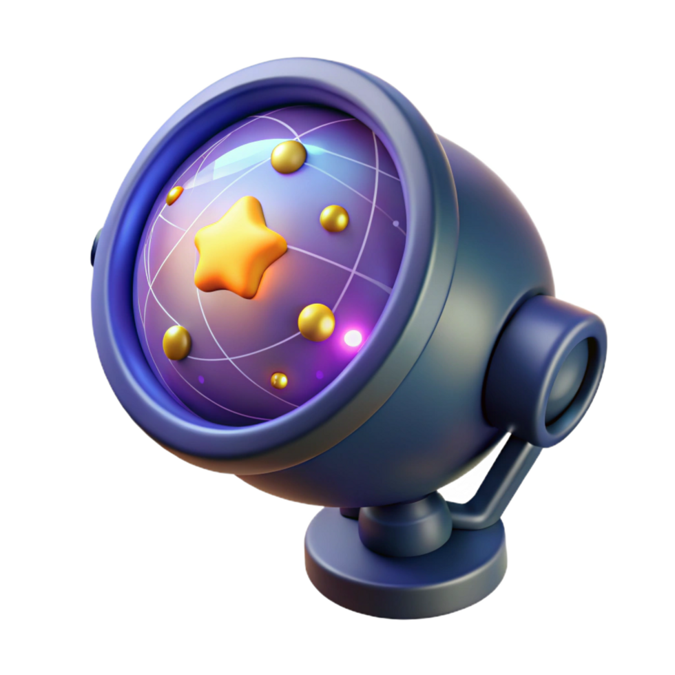 vibrant vintage Celestial Spotlight 3D Render of Starry Globe professional png