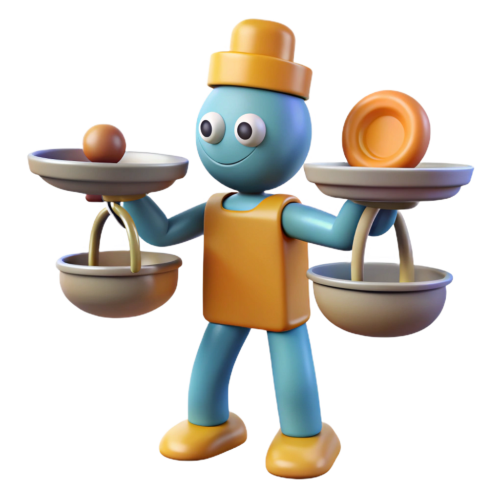 vibrant creative 3D Render Balancing Act with Cartoon Character high resolution png