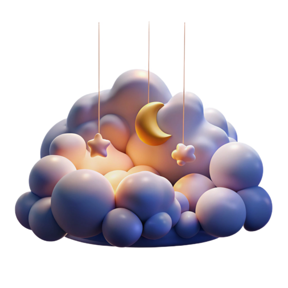 extraordinary classic Dreamy Night Cloud with Moon and Stars detailed png