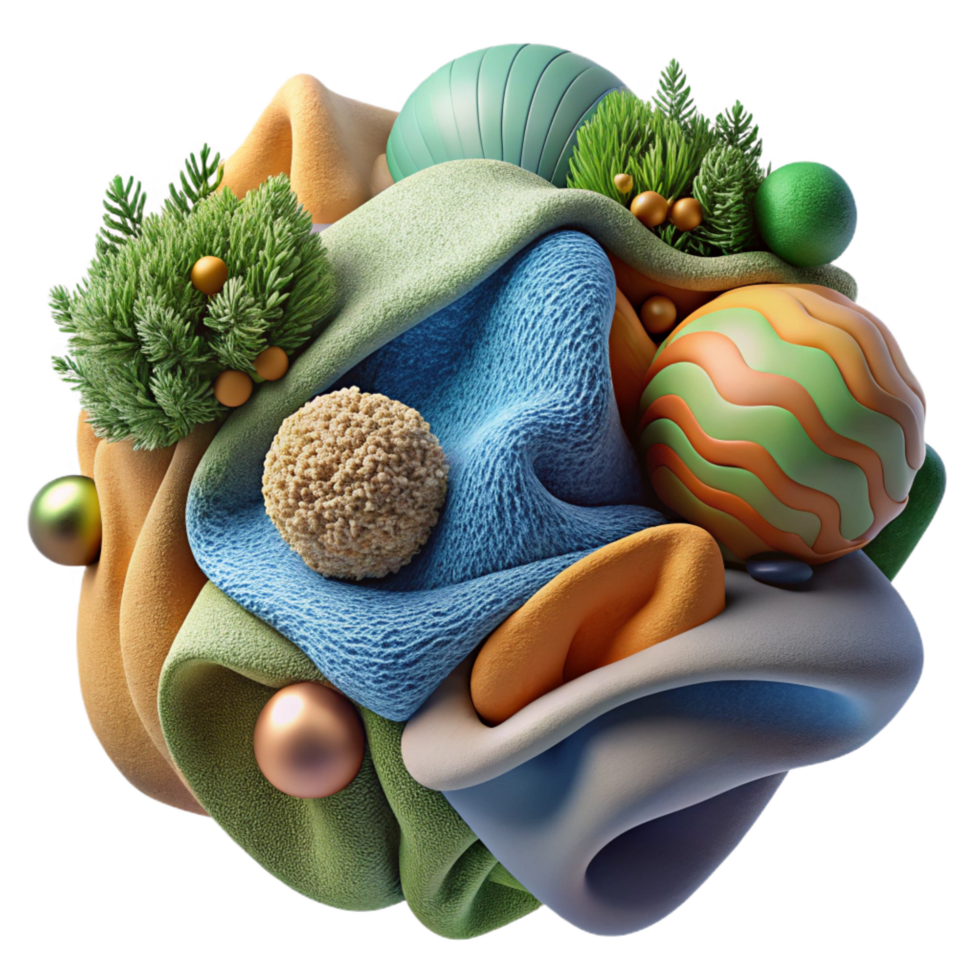 elegant abstract Abstract 3D Render Colorful Organic Shapes and Textures exclusive png