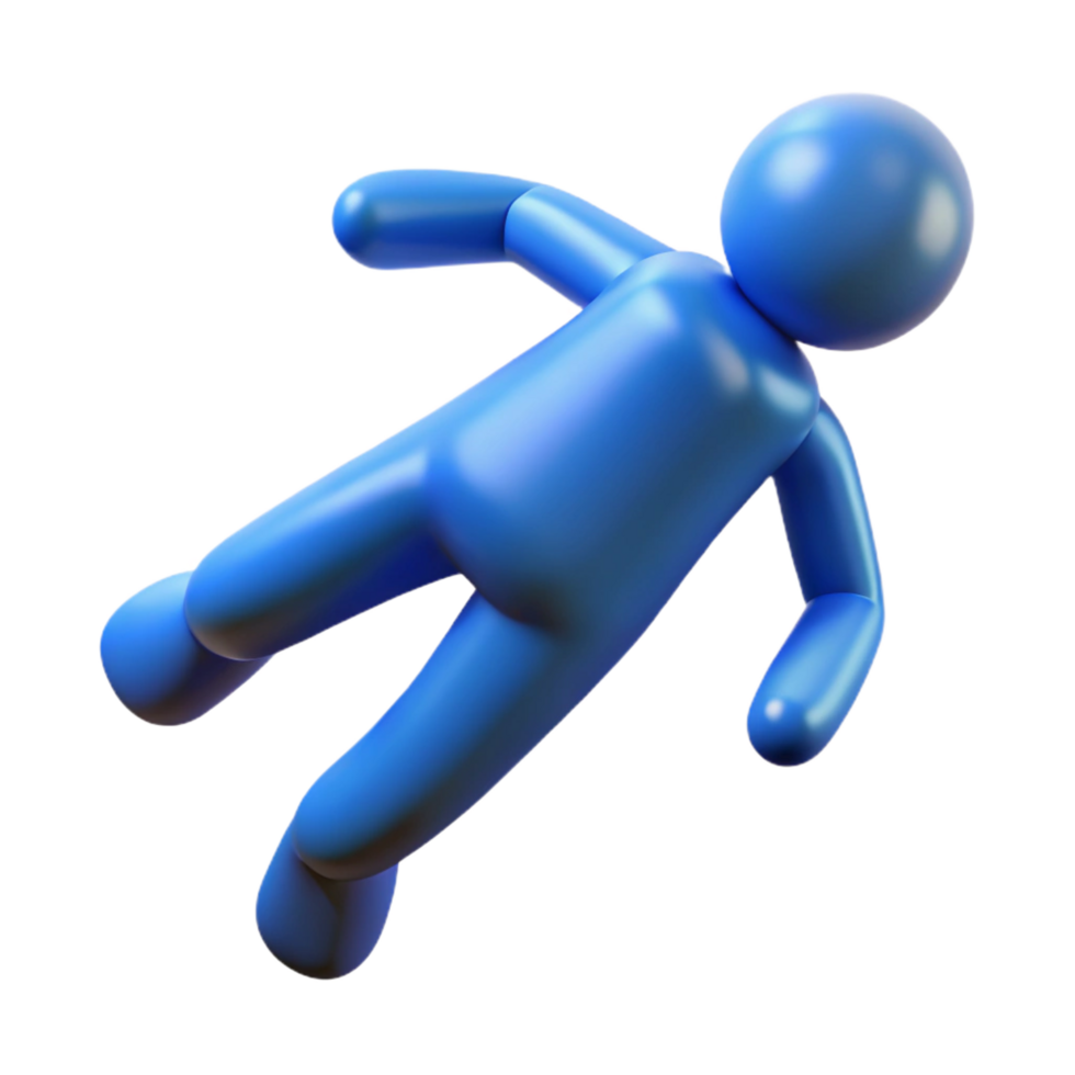 vibrant modern Falling 3D Figure Blue, Abstract, Posing, Animation, Render, Design, Character, Graphic, Art original png