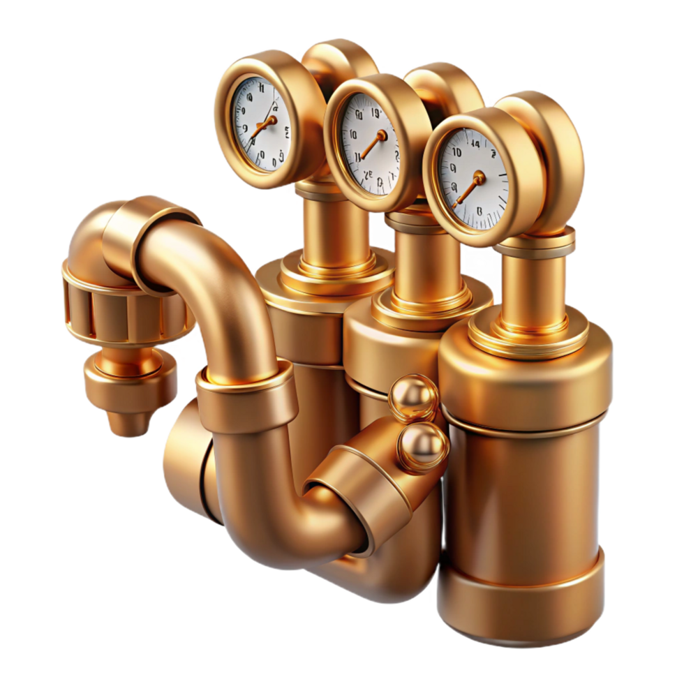 vibrant rustic Steampunk Pressure Gauge System Industrial Pipes and Meters exclusive png