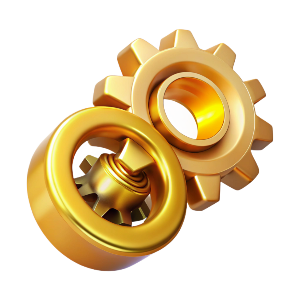 beautiful modern Golden Gears Interlocking Mechanisms Precision Engineering genuine png