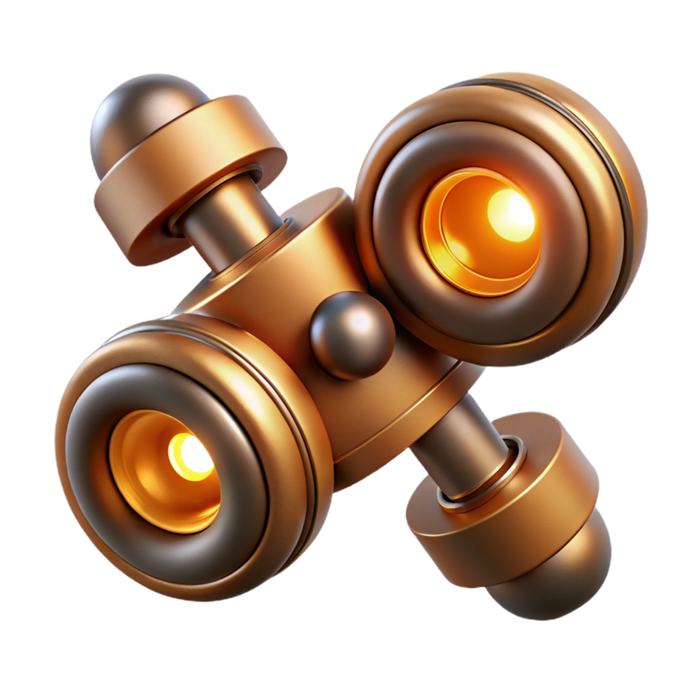 dramatic abstract Abstract Metallic Object 3D Render of Glowing Cylinders and Spheres original png