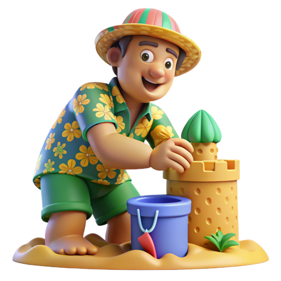 magnificent classic Summer Fun Building a Sandcastle authentic png
