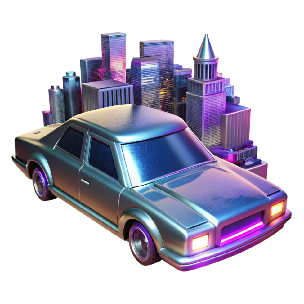 magnificent traditional City Nightscape Retro Car and Urban Skyline exclusive png