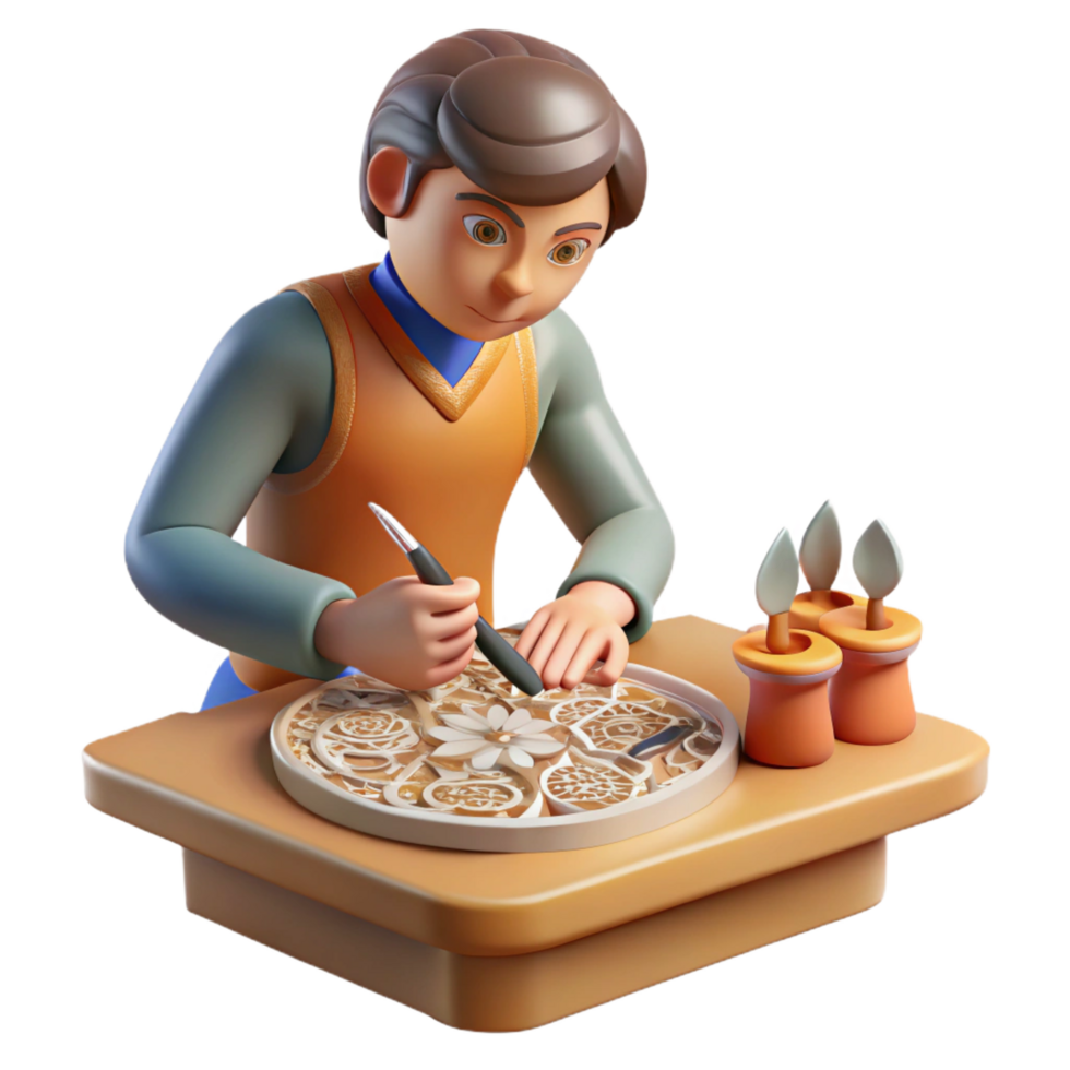 vibrant rustic Artisan Craftsperson Creating Intricate Carving detailed png