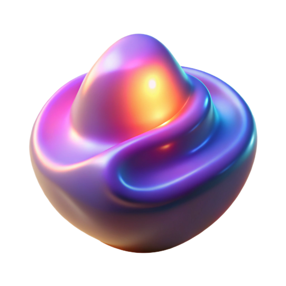 magnificent minimalist Abstract 3D Render Iridescent, Swirling, Fluid Form premium png