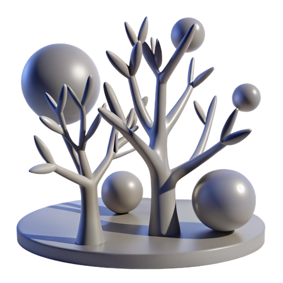 magnificent abstract Abstract Tree Sculpture with Spheres Modern Home Decor 4K png