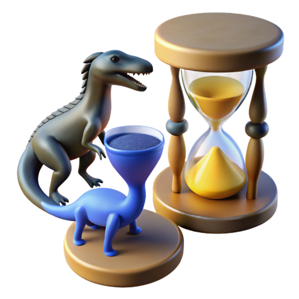 wonderful rustic Prehistoric Time Dinosaurs and Hourglass 4K png