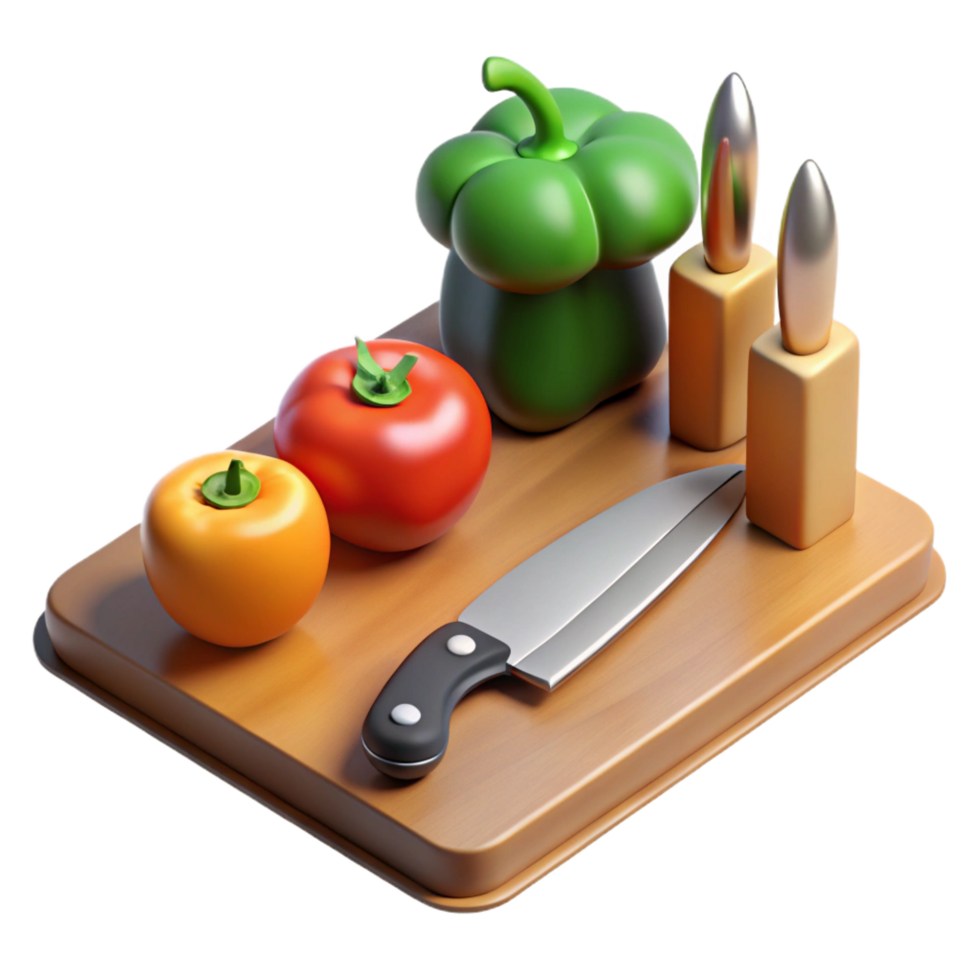 beautiful rustic Kitchen Utensils Fresh Vegetables on Cutting Board original png