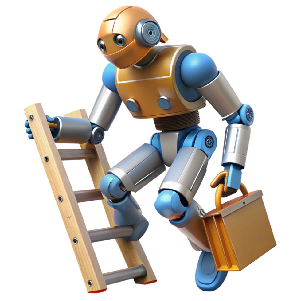 impressive modern Robot Climbing Ladder with Briefcase Automation Progress original png