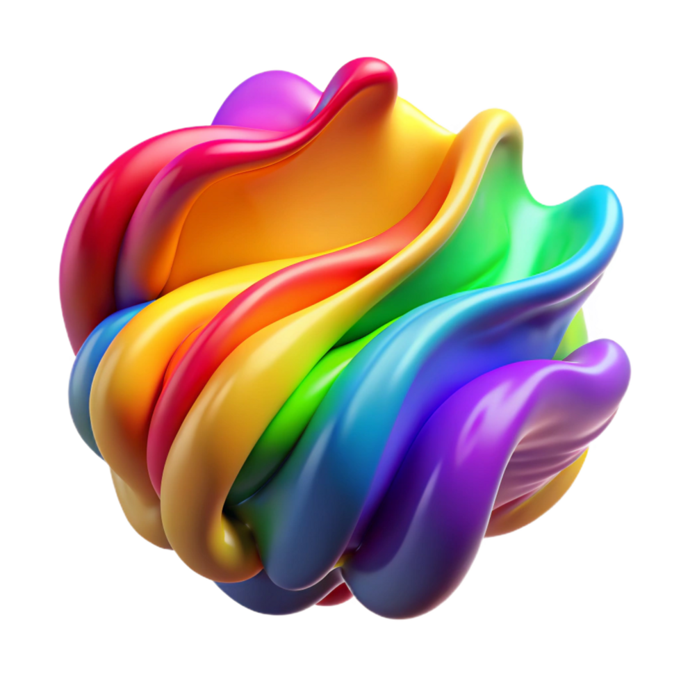 vibrant abstract Rainbow Swirls Abstract Colorful 3D Render authentic png