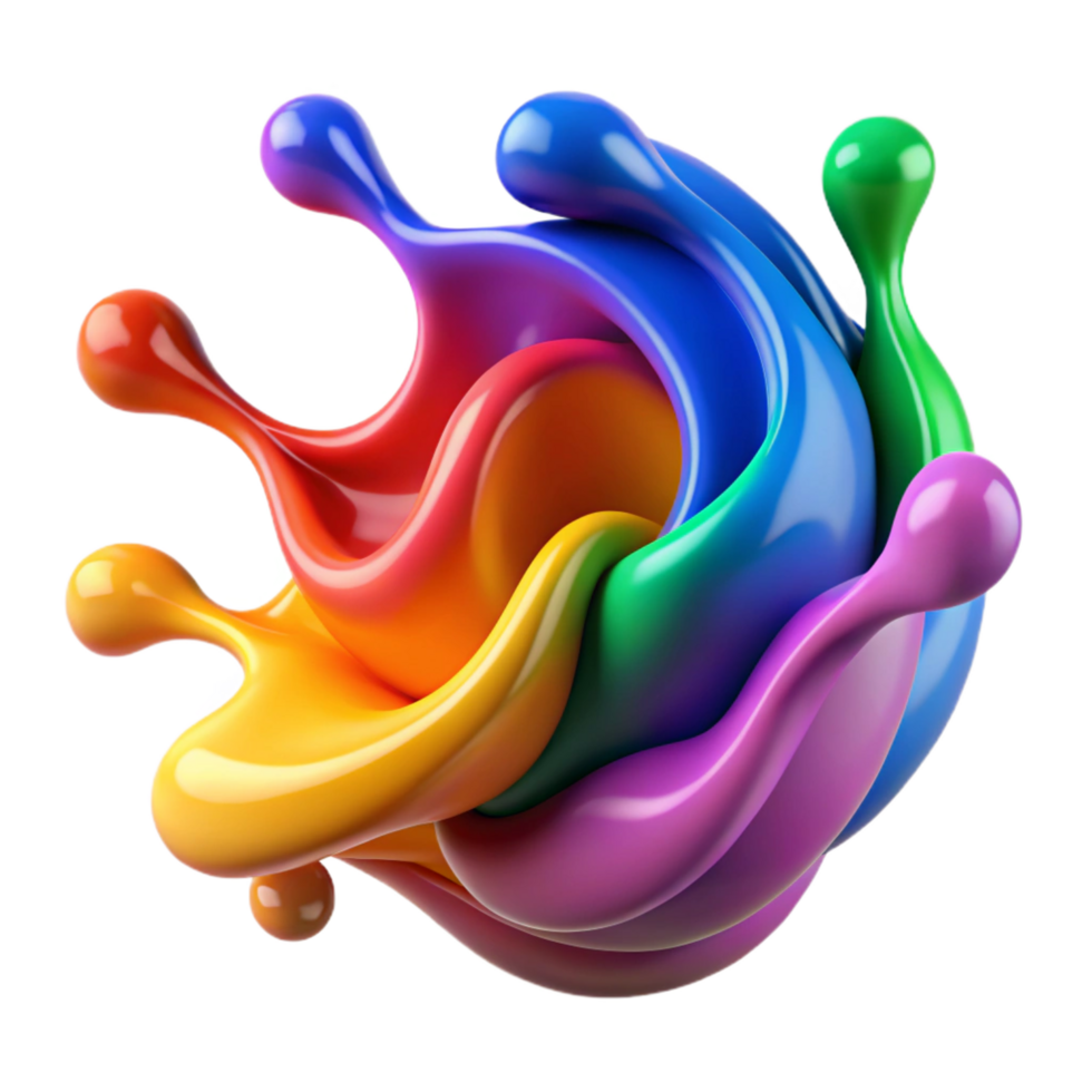 magnificent contemporary Rainbow Paint Splash Abstract Colorful Liquid Art exclusive png