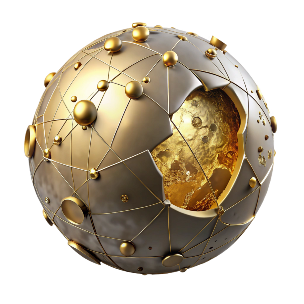 impressive abstract Global Network A Fragmented Golden World authentic png