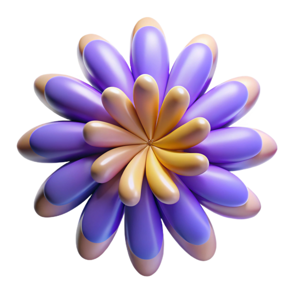 serene creative Abstract 3D Flower Purple and Peach Petals exclusive png