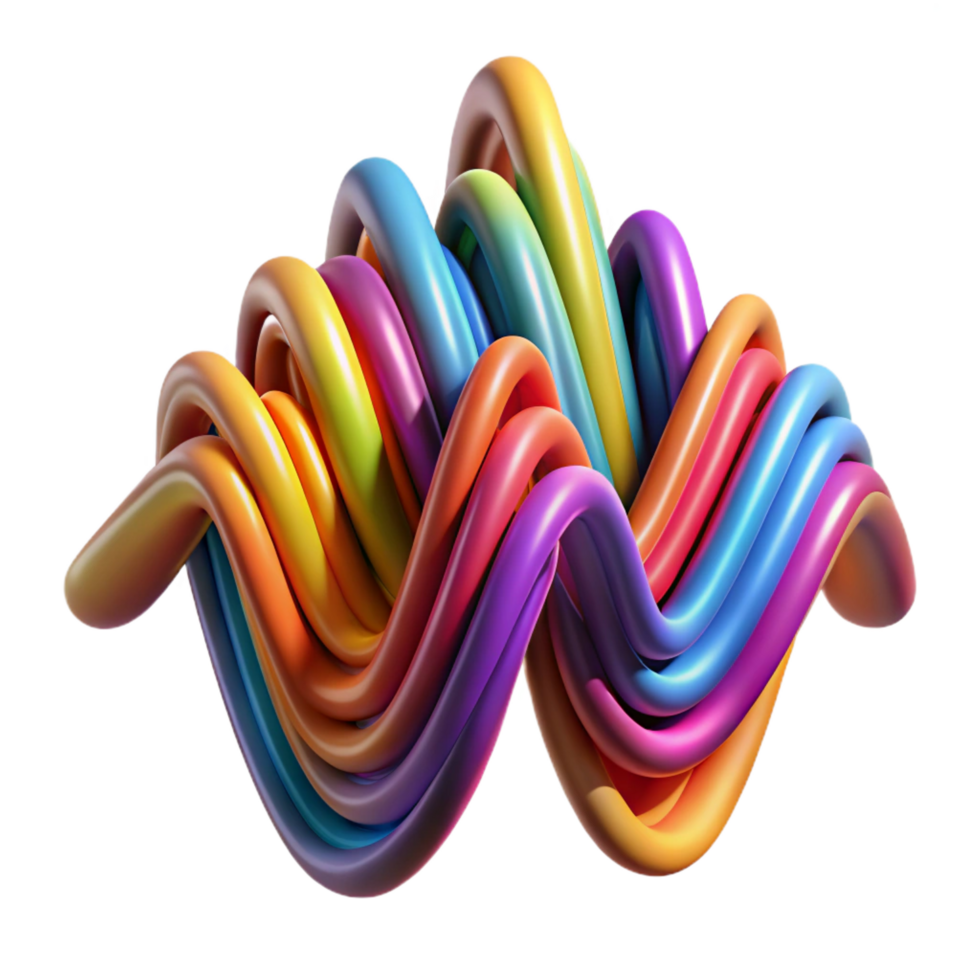 extraordinary classic Rainbow Wave Abstract 3D Colorful Twisted Tubes professional png