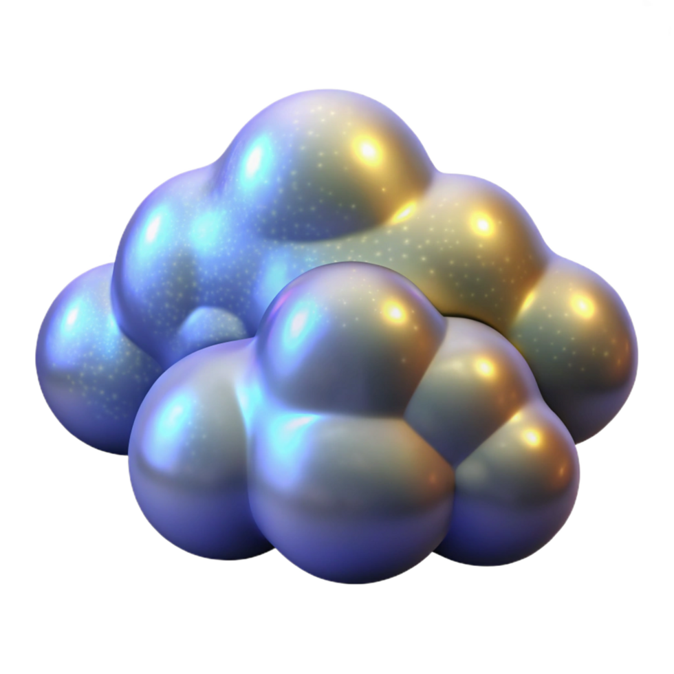 vibrant contemporary Abstract Cloud Iridescent Bubbles, 3D Render authentic png