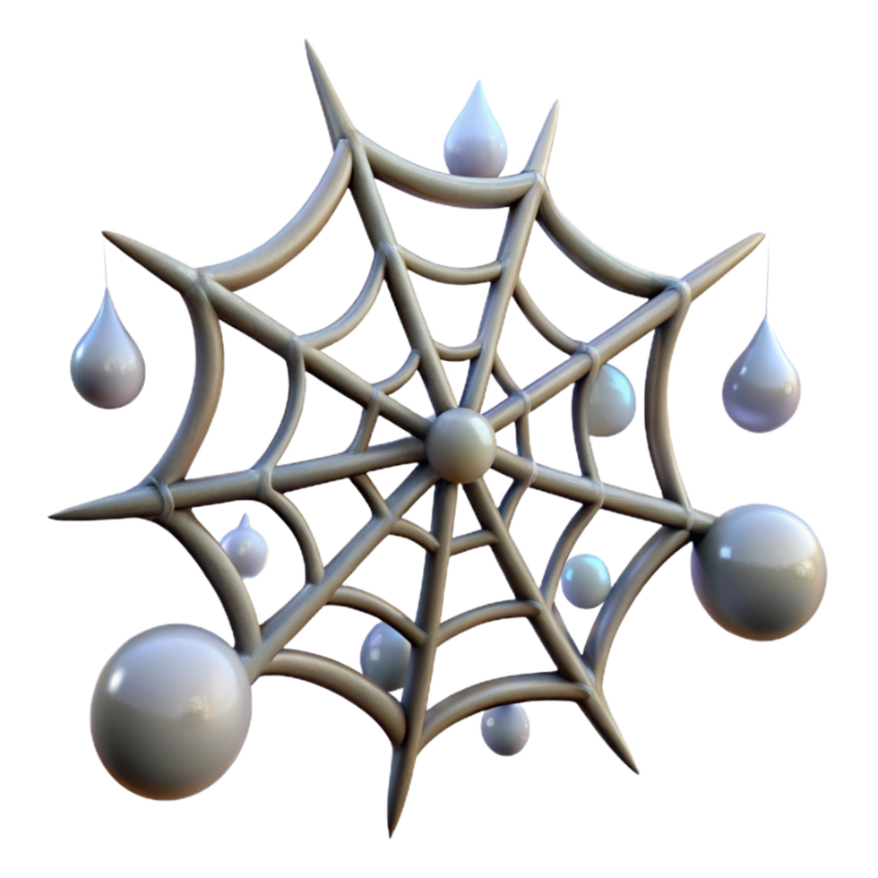 dramatic minimalist 3D Render of Ornate Web with Droplets genuine png