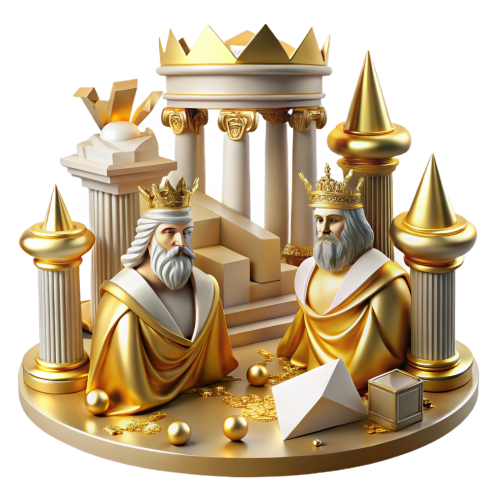 serene minimalist Golden Kings Wealth, Power, and Ancient Architecture high quality png