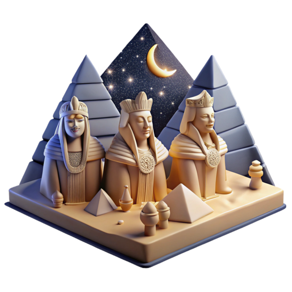 magnificent classic Ancient Egypt Statues, Pyramids, Night Sky exclusive png