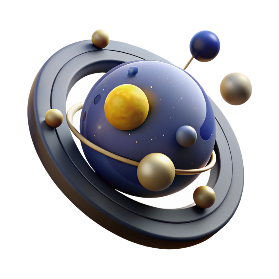 magnificent minimalist Abstract Cosmic Sphere 3D Render of Celestial Orbits high resolution png
