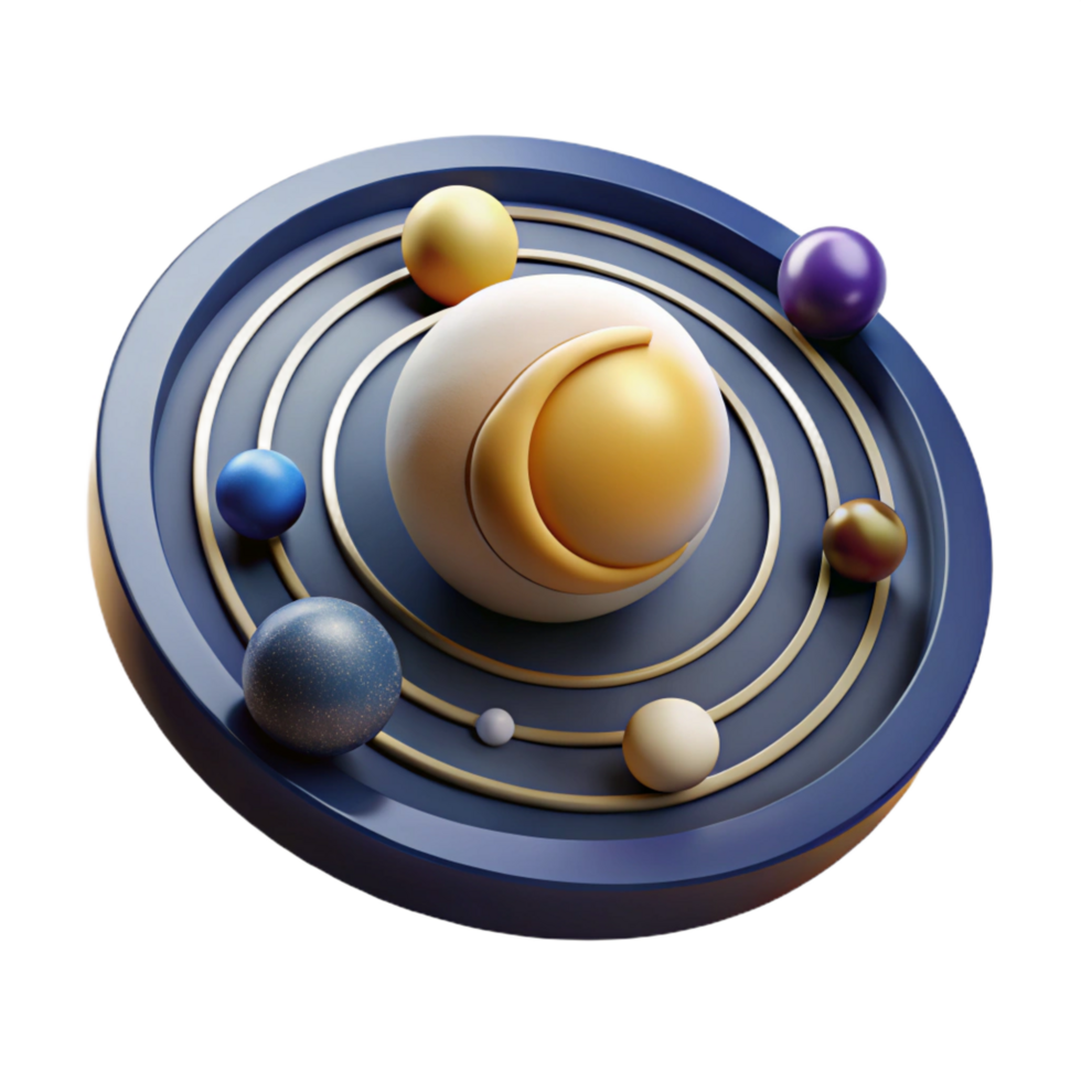 magnificent contemporary Abstract Planetary System 3D Render of Celestial Orbits professional png