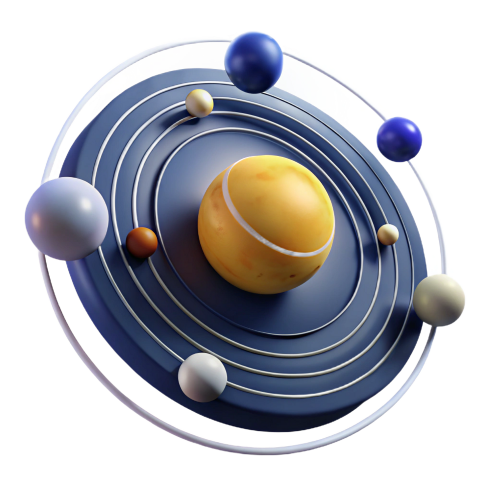 serene modern Abstract Planetary System 3D Render of Celestial Orbits authentic png
