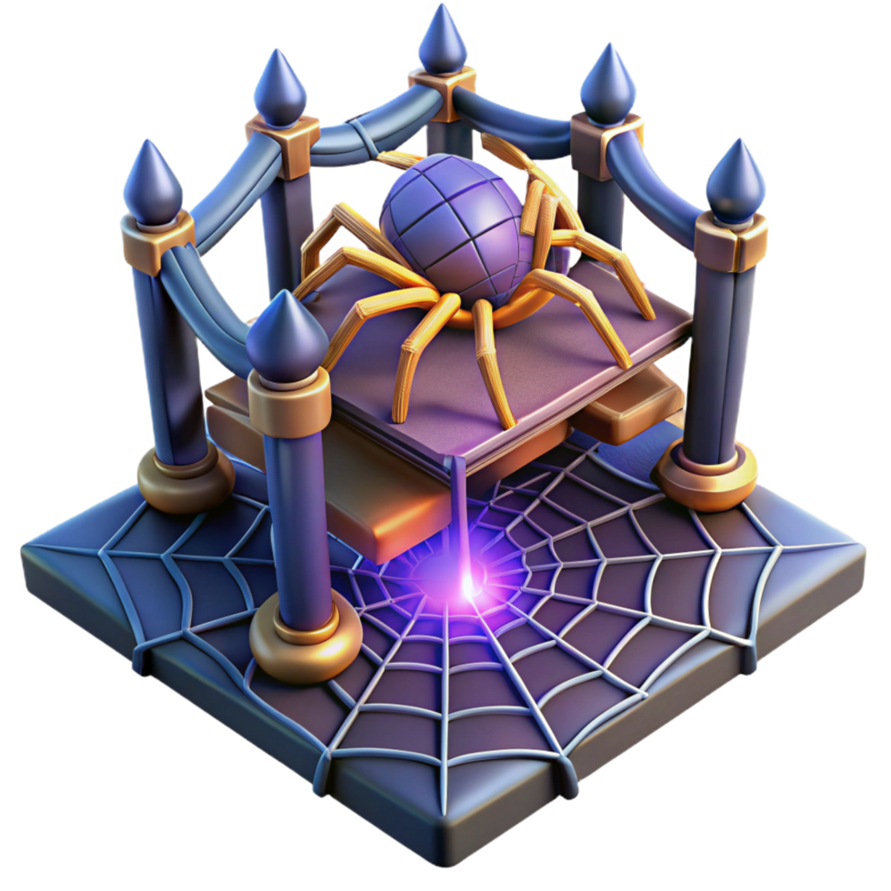 beautiful rustic Enchanted Spider Game 3D Puzzle with Web 4K png