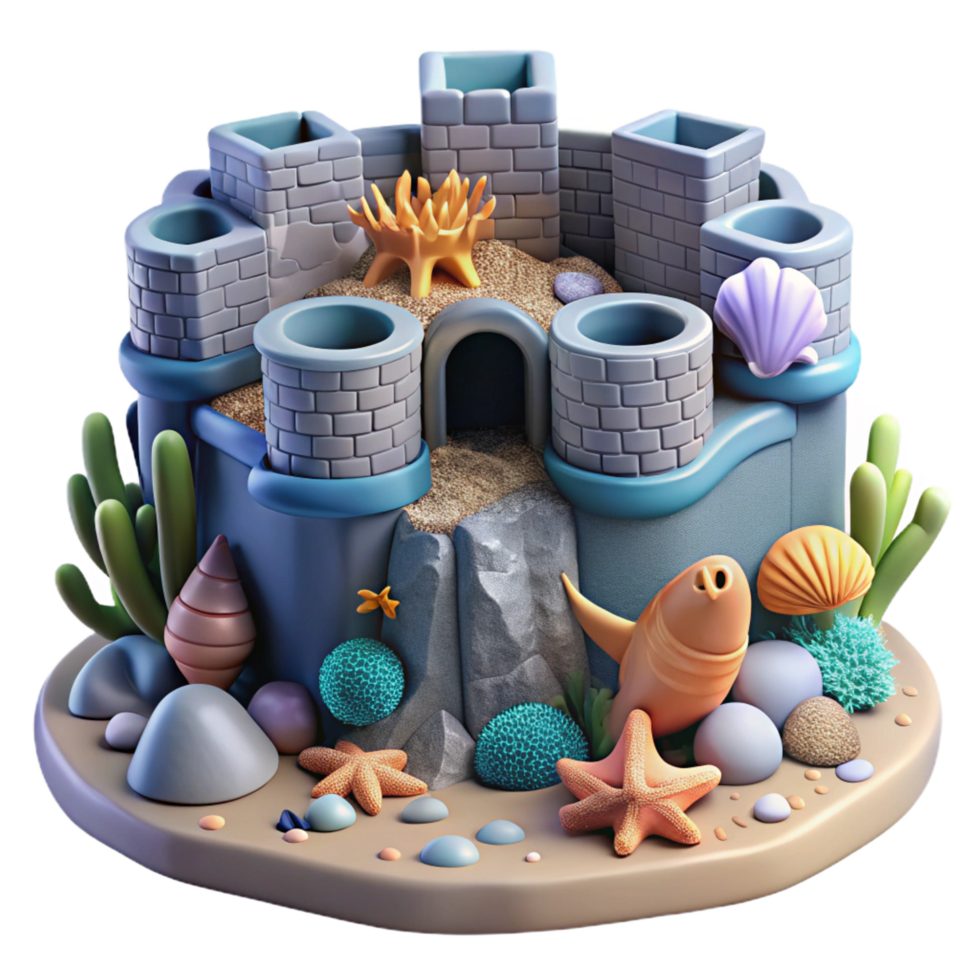 beautiful modern Undersea Castle 3D Render of Fantasy Ocean Scene professional png