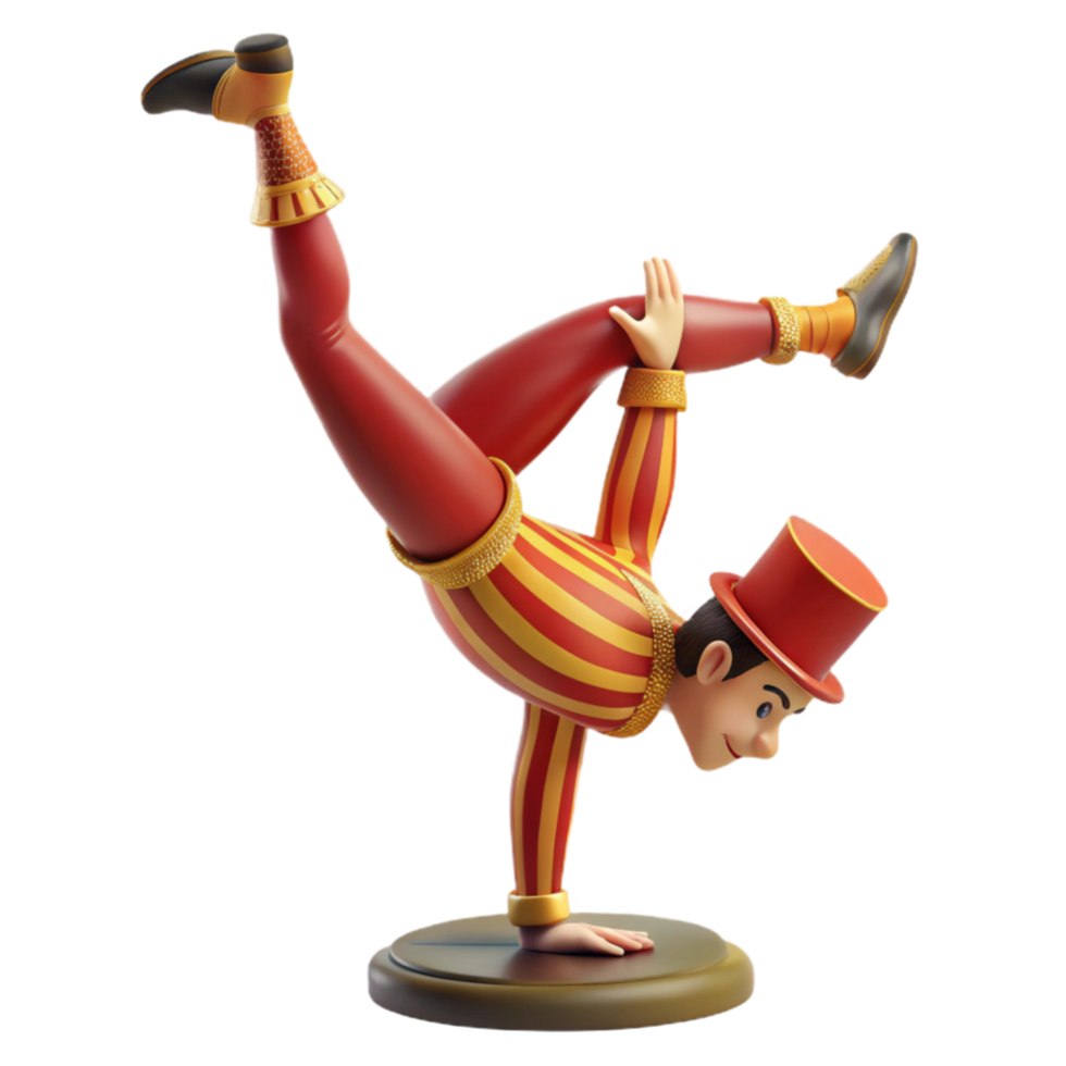 magnificent rustic Circus Acrobat Handstand, Red and Gold Costume genuine png