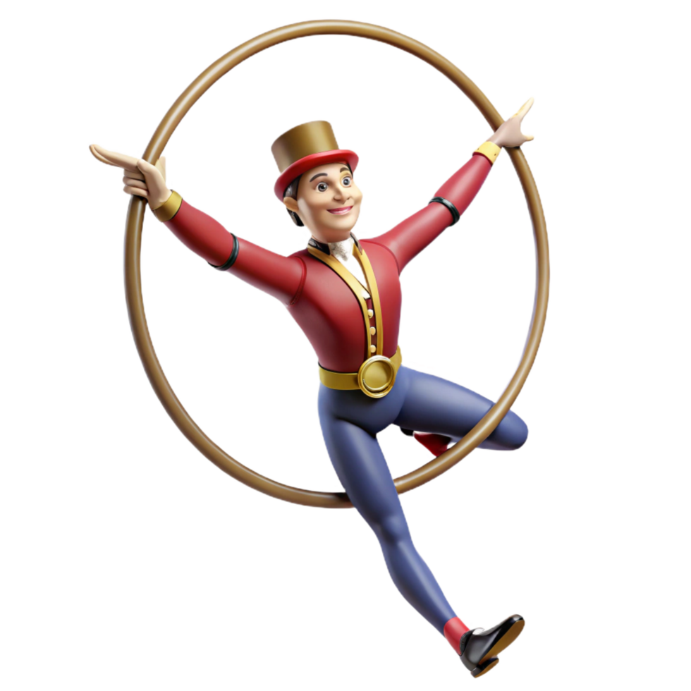 magnificent minimalist Circus Performer on Aerial Ring 3D Render detailed png