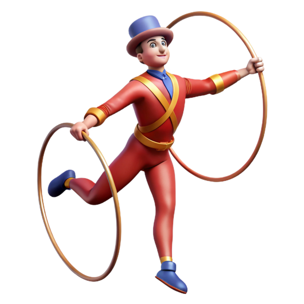 serene contemporary Circus Performer with Hoops 3D Animation high resolution png