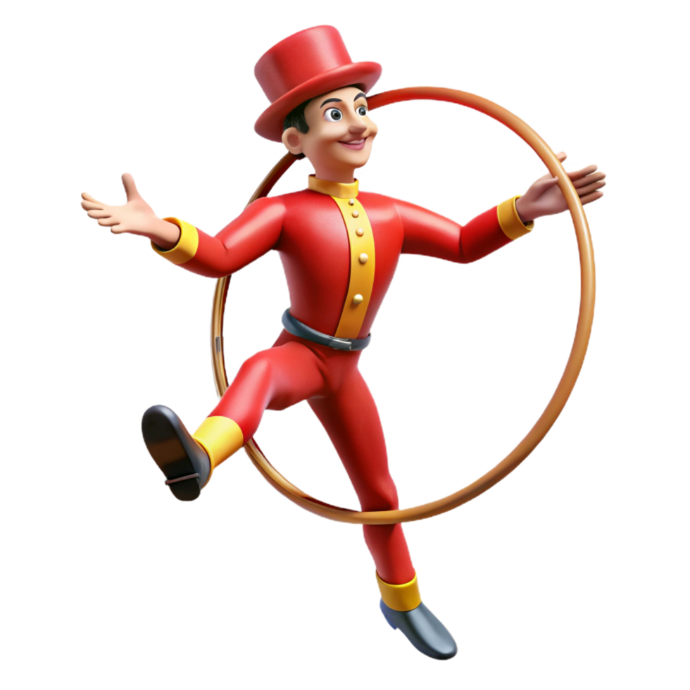 beautiful minimalist Circus Performer with Hoop 3D Render detailed png