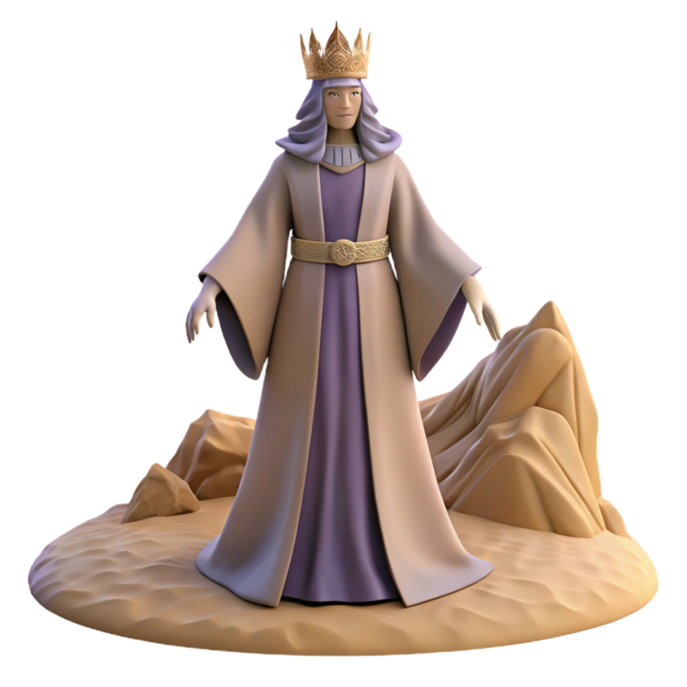 impressive rustic 3D Render of a King in Desert Setting genuine png