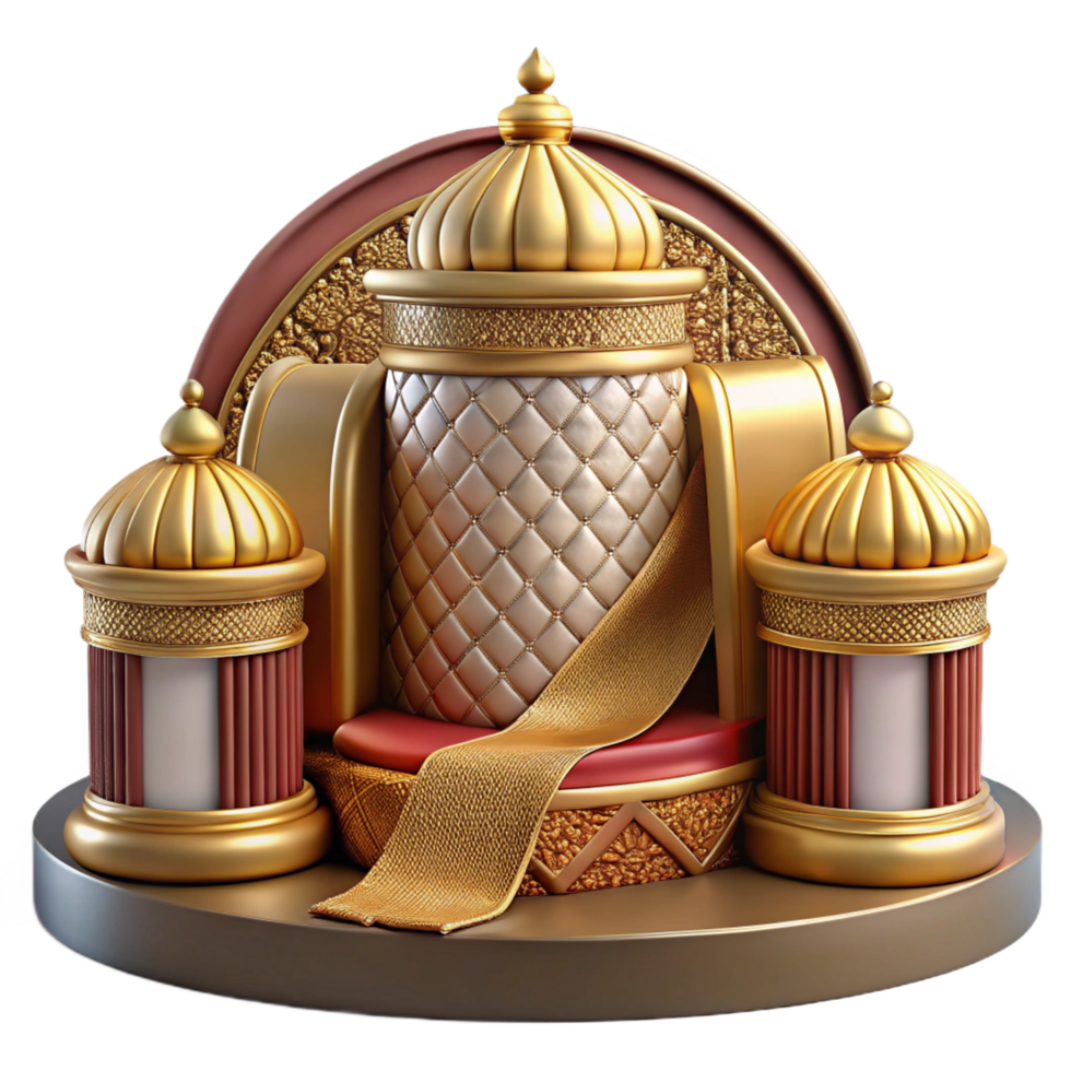 beautiful abstract Golden Throne with Red and Beige Accents professional png