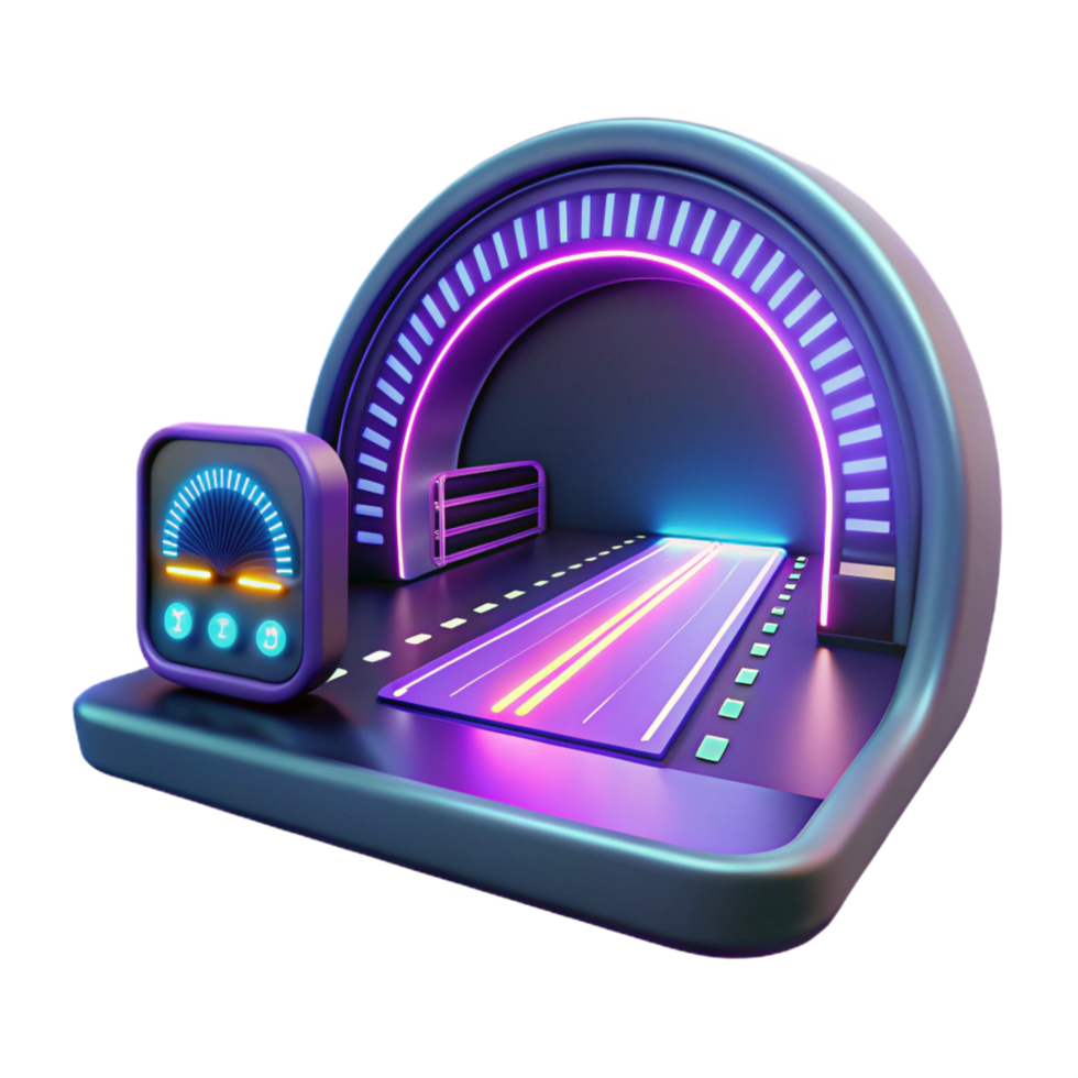 serene classic Neon Speed Tunnel 3D Render of Futuristic Race Track 4K png