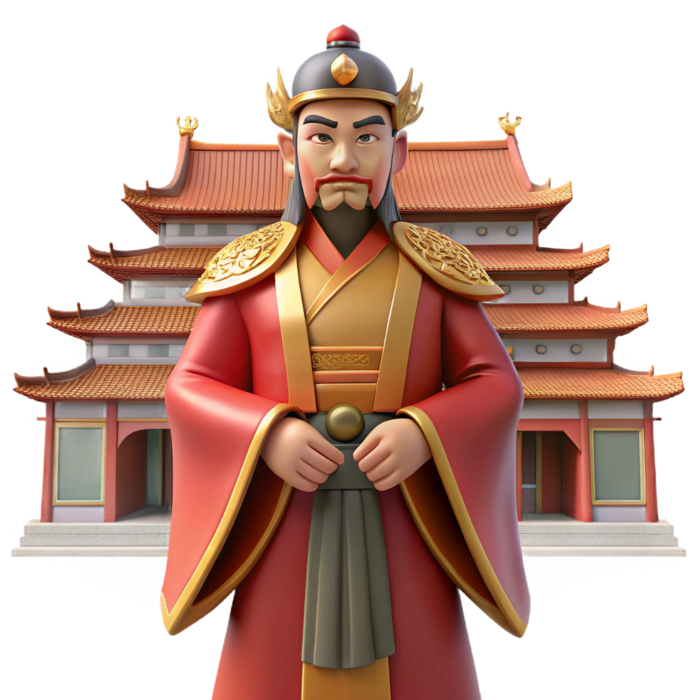 wonderful minimalist Ancient Asian Emperor in Regal Palace Setting detailed png