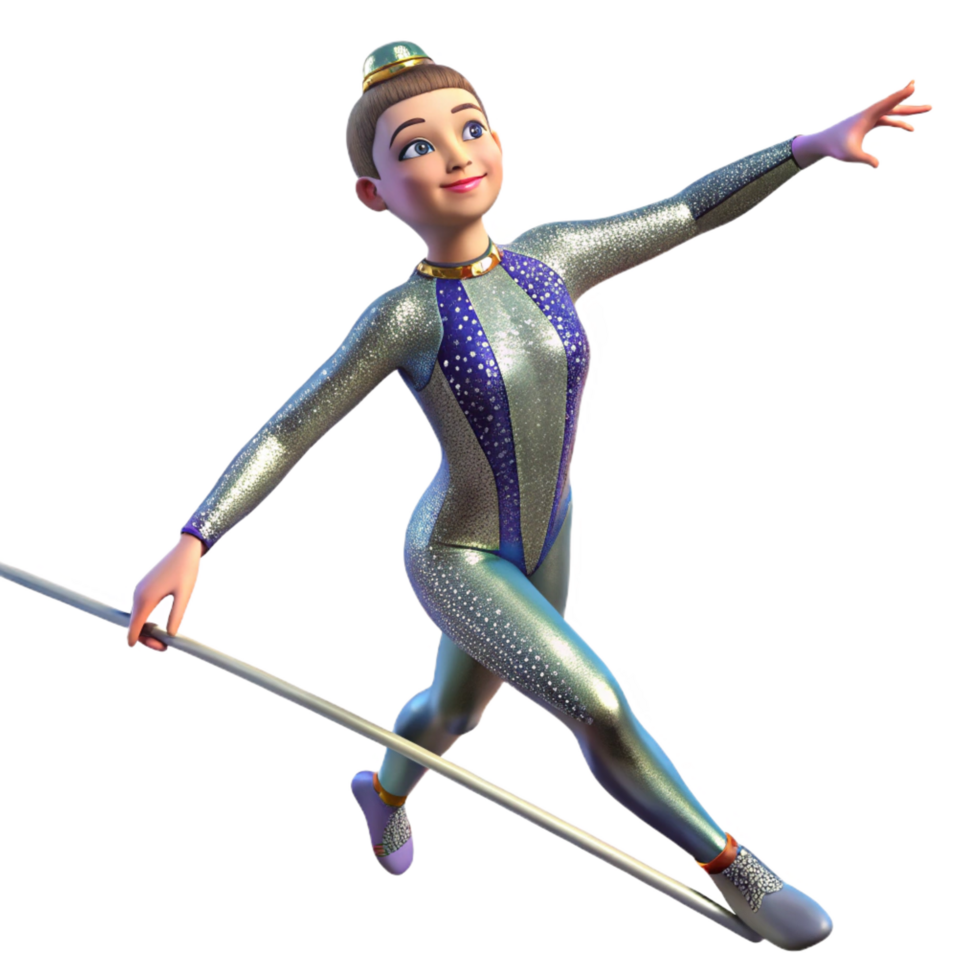 vibrant rustic Girl Acrobat Balancing on a Pole original png