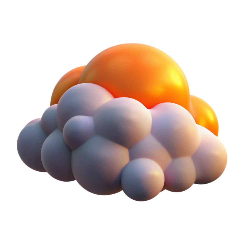 wonderful rustic 3D Render Abstract Cloud with Sun high resolution png