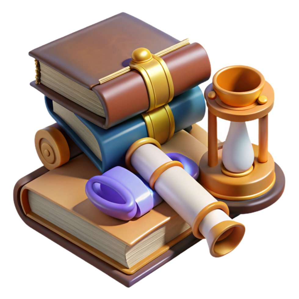 elegant abstract Ancient Lore Books, Scrolls, and the Passage of Time professional png