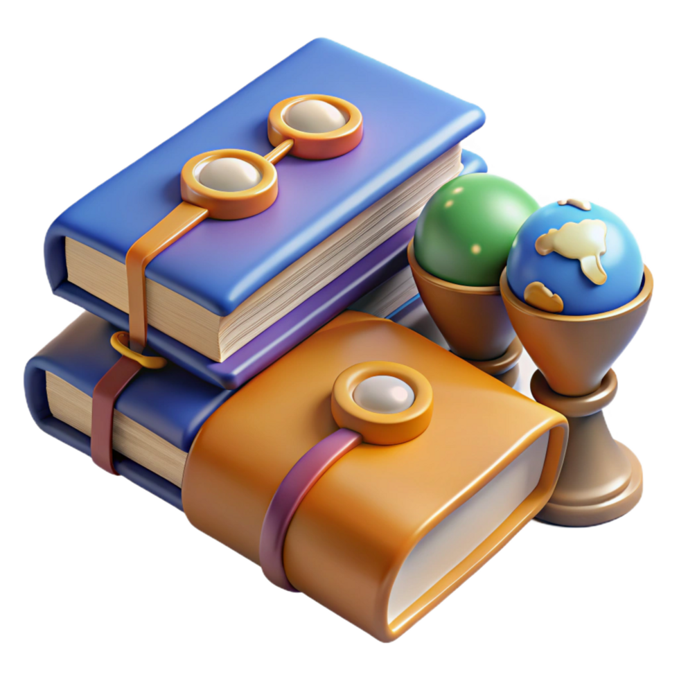vibrant creative Global Exploration Books, Globes, and the Pursuit of Knowledge 4K png