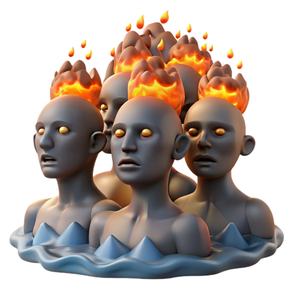 elegant vintage Burning Minds Collective Anxiety and Inner Turmoil genuine png