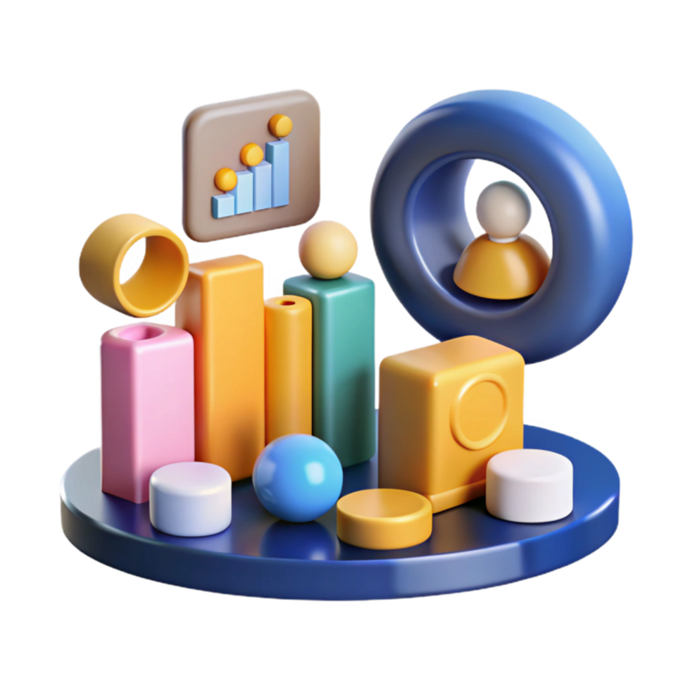 elegant classic Data Visualization Abstract 3D Charts Graphs professional png