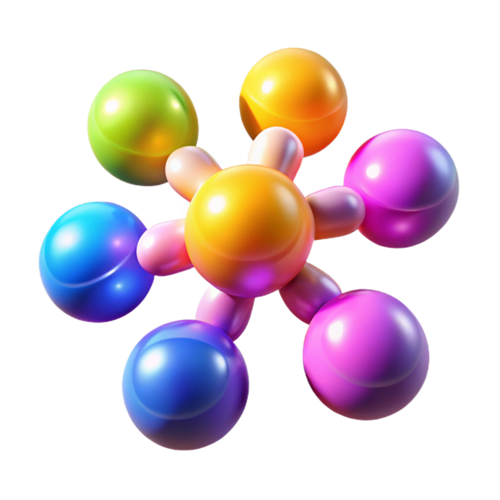 vibrant abstract Colorful 3D Molecular Structure Abstract Science Design detailed png