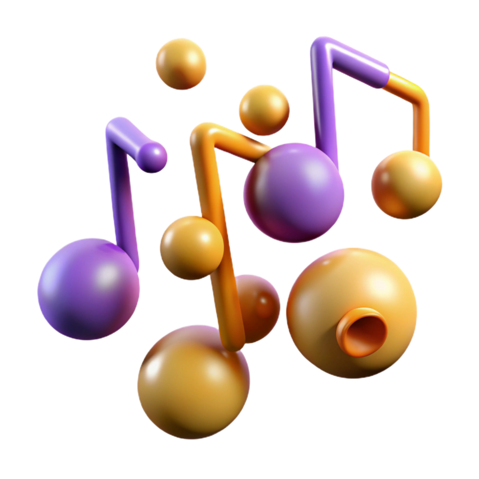wonderful artistic Abstract Music Notes 3D Render premium png